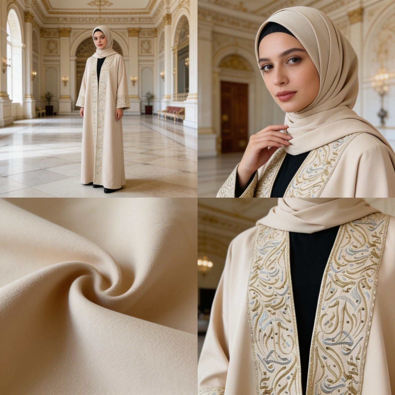 Calligraphy Beige Abaya