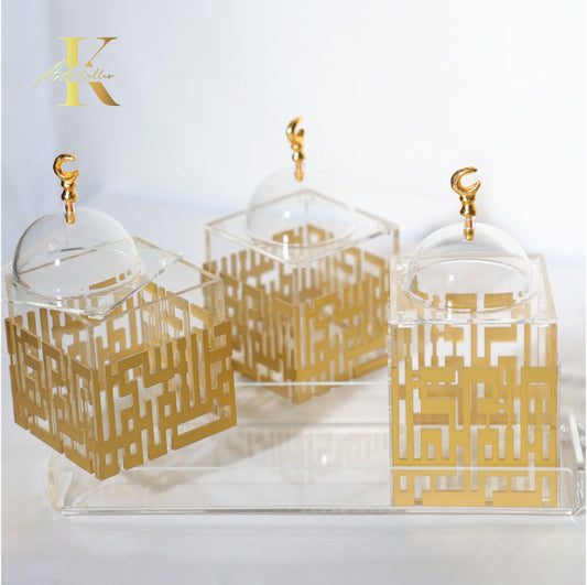 Dome Modern Acrylic Box Tray: Sets of 3