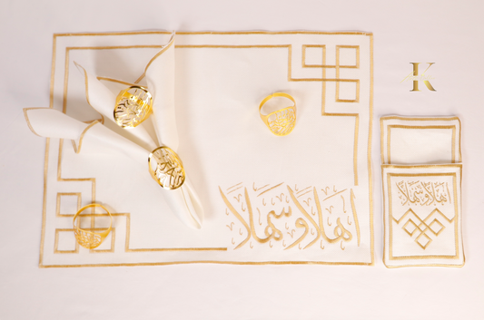 Arabic Gold & White "Welcome" Table Set