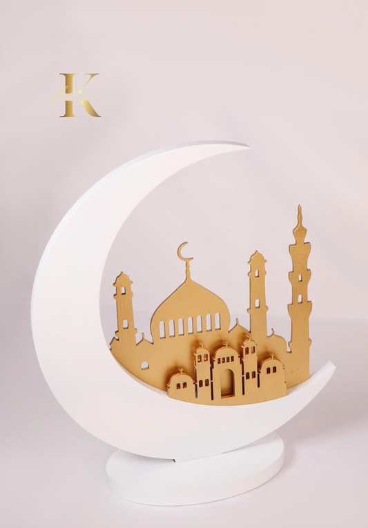 Handmade Wooden Ramadan Crescent Table Stand