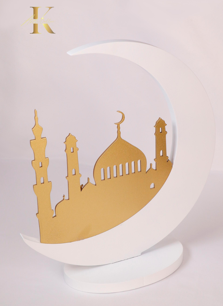 Handmade Wooden Ramadan Crescent Table Stand