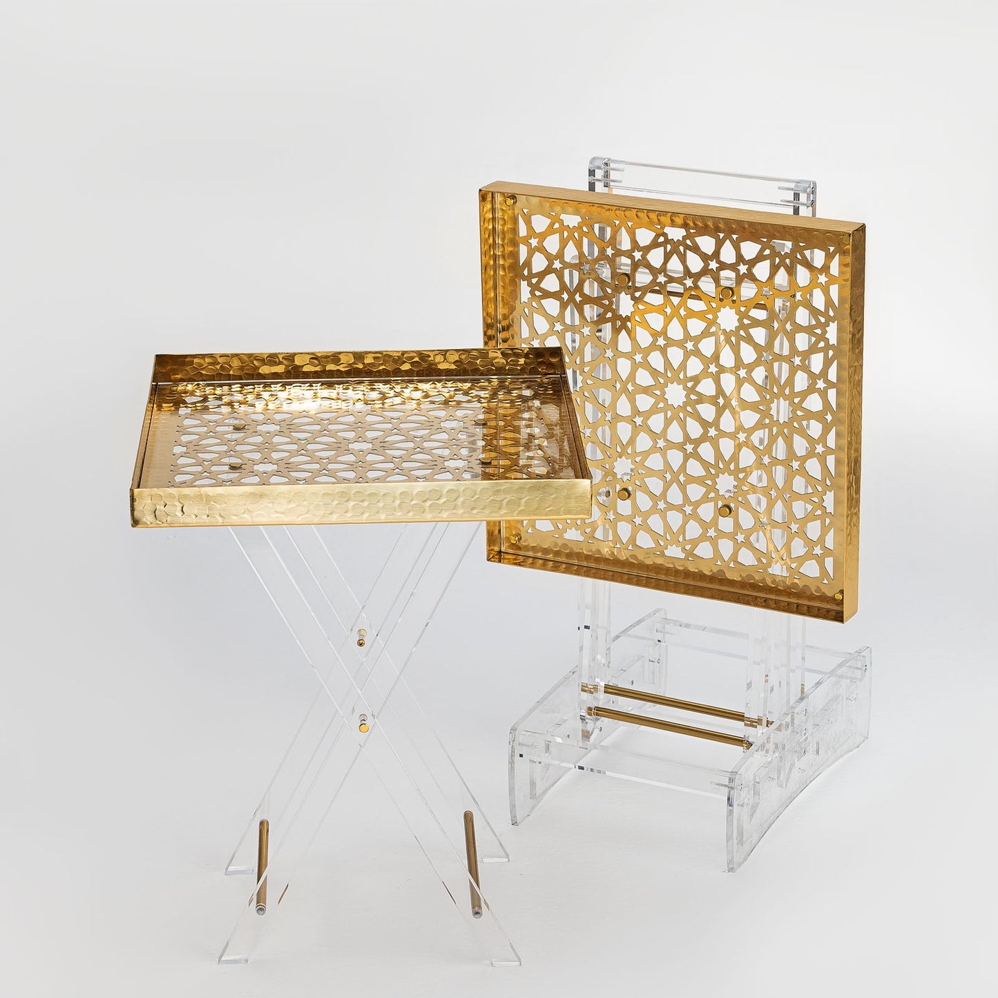 Gold Acrylic Tarabeza Accent Tables